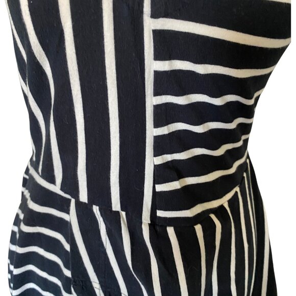 Effie's Heart Size Small Black & White Striped Asymmetrical Fit and Flare Top - Picture 5 of 13